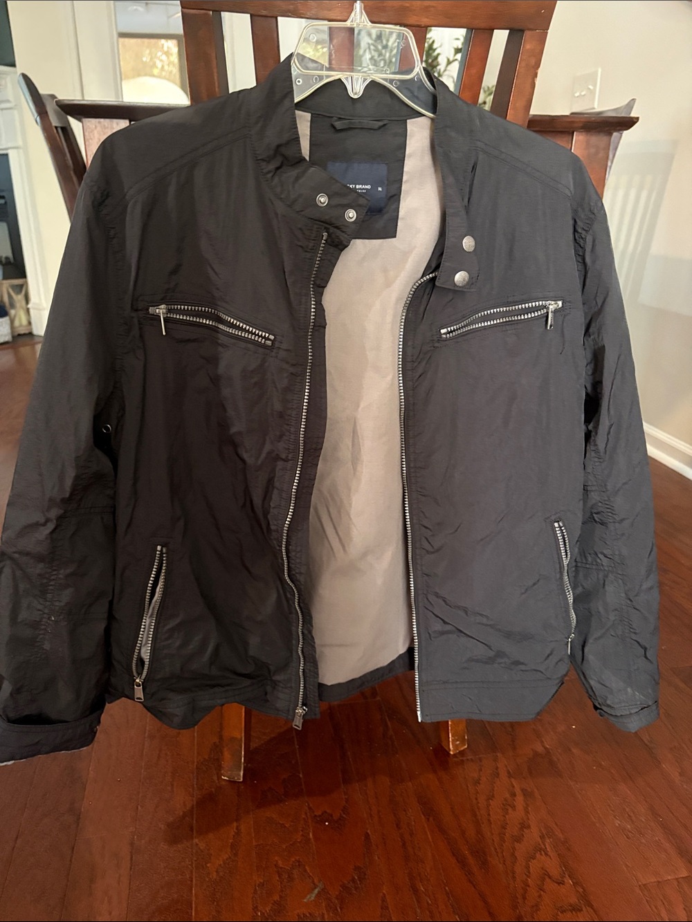 Lucky Brand Black Lightweight Zip Jacket with Silver Hardware